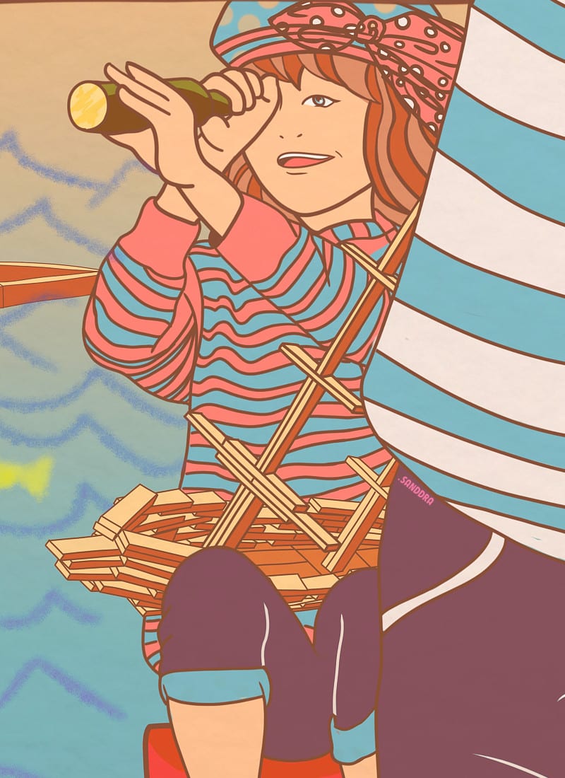 home page children's digital illustration of a sailor girl
