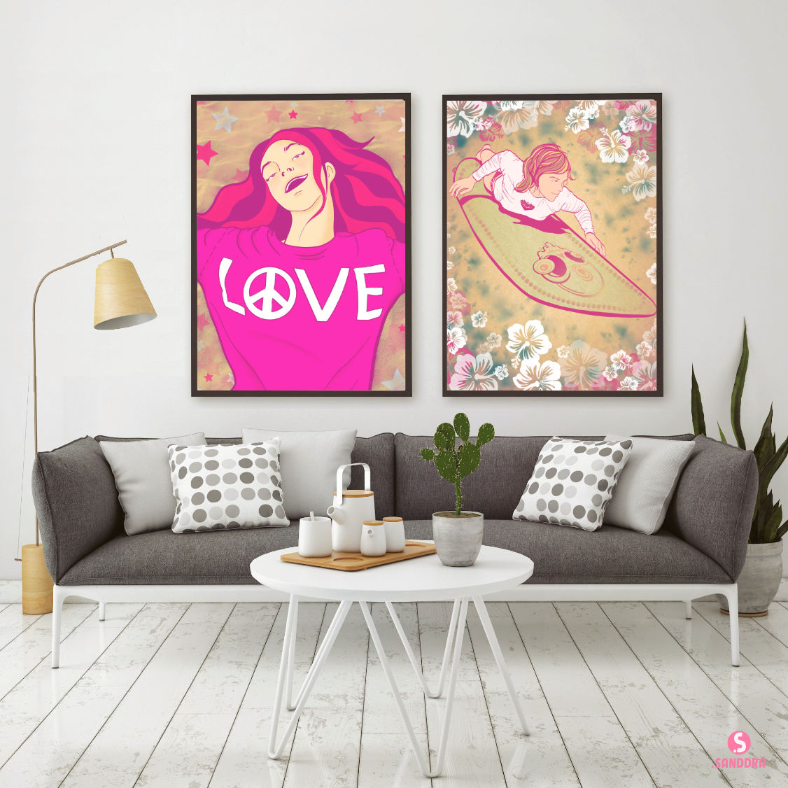 Surf and Love Vibes, poster illustration